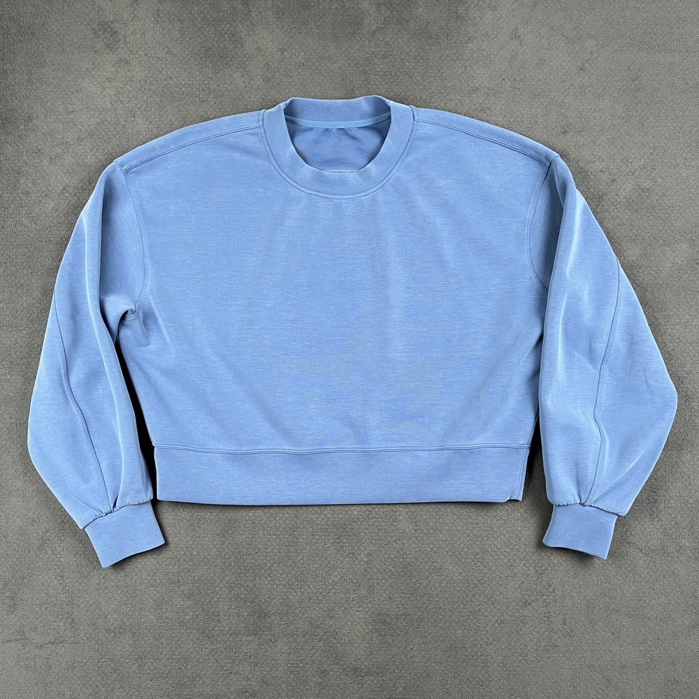 Lululemon Softstreme Sweatshirt Womens 6 Blue Perfectly Oversized Cropped Crew